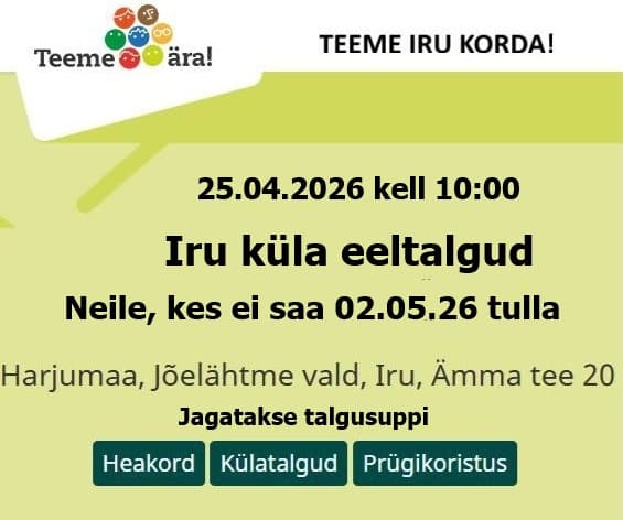 Teeme ära neile, kes ei saa 02.05.26 tulla
